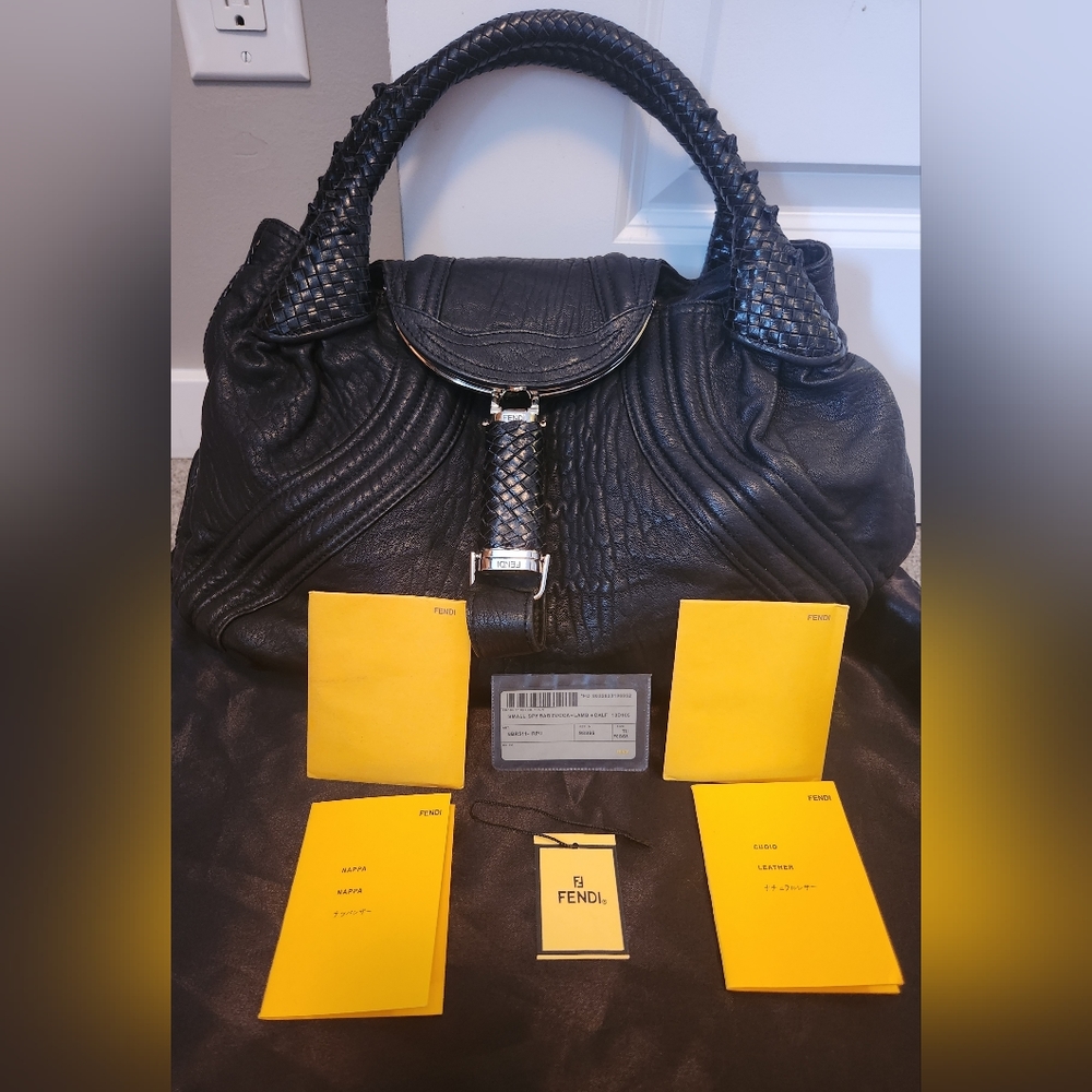 100% Authentic Fendi Nappa Leather Spy Bag in Black; Almost Brand-New Condition